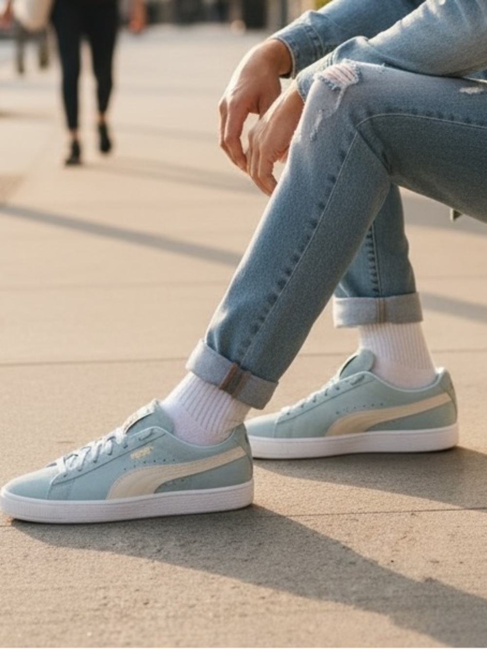 Puma Suede Sneakers in Light Blue Size 9